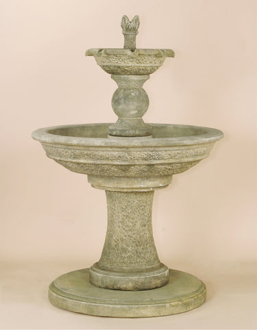 Antiquarium Two Tier Cast Stone Outdoor Water Fountain – Limestone Finish